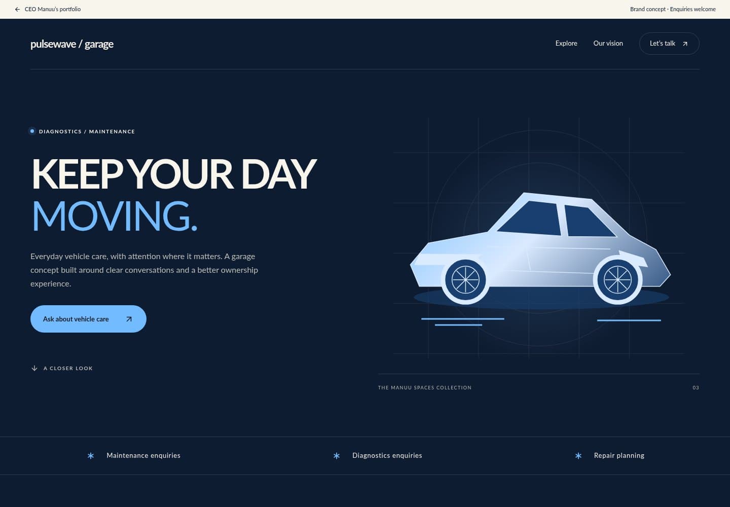 Pulsewave Garage website homepage preview