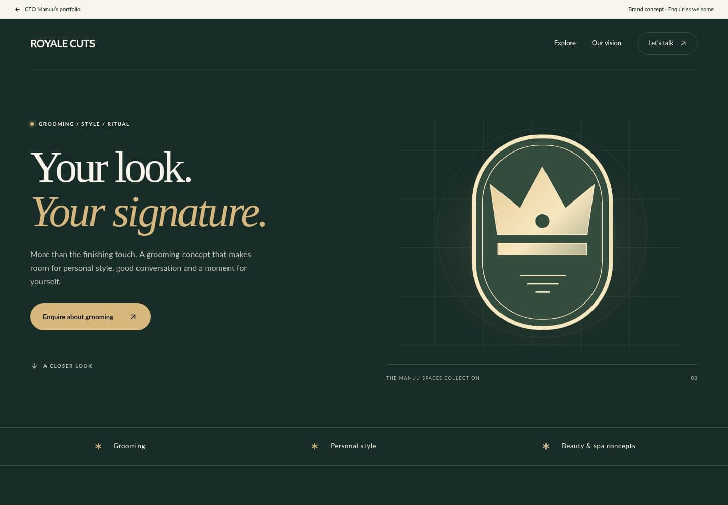 Royale Cuts website homepage preview